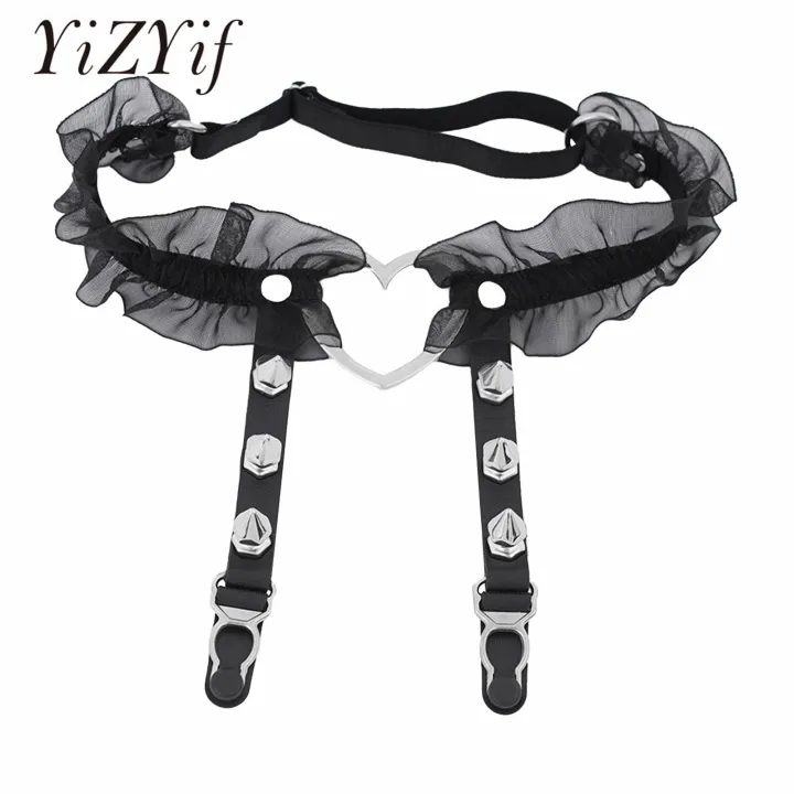 Harajuku Lace Leg Garters Adjustable Elastic Heartshaped Garter Belt