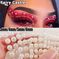 【Fairy Castle】White Pearl Eyes Face เครื่องประดับสักชั่วคราวจุดความงาม DIY อุปกรณ์ตกแต่งร่างกายประดับเทศกาล3D Nail Rhinestones