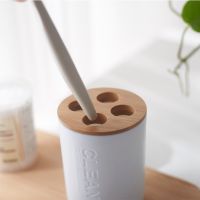 5Pcs Bamboo Bathroom Set Toilet Brush Holder Toothbrush Glass Cup Soap Dispenser Soap Dish Bathroom AccessoriesTH