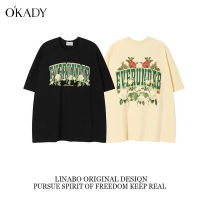 OKADY เสื้อยืด Oversize Good Vibes ผ้าCotton100% ใส่สบาย เสื้อยืด นางแบบคู่รักนักเรียนสไตล์เกาหลี QC7311722