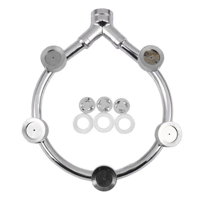 Stainless Steel Fan Ring with 5 Nozzle Seats Sprayer Mist Fan Ring