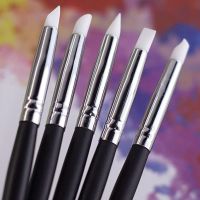 5pcs Silicone Rubber Tip Paint Brushes for Watercolor Oil Painting Polymer Clay Sculpting Fimo Modelling Tools Art Supplies