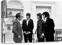 ศิลปะพิมพ์บนผนังผ้าใบ Elvis Presley Delbert Sonny West And Jerry Schilling การประชุม Richard Nixon 1970-24x16นิ้ว