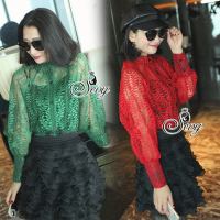 เสื้อเชิ๊ต SEVY เสื้อลูกไม้+ซับใน Sevy Blonce’ Lace Callar Long Sleeve Shirt เสื้อแขนยาว Free Size