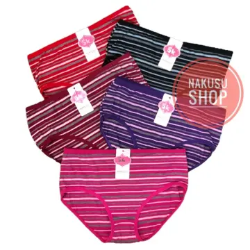 BIGFASHION inspire V shape stripe prints cotton panty plus size underwear