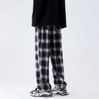 Hybskr Classic Plaid Casual Pants for Mens Loose Straight Jogger Pants Harajuku Fashion Streetwear Trousers S-2xl Black Pants