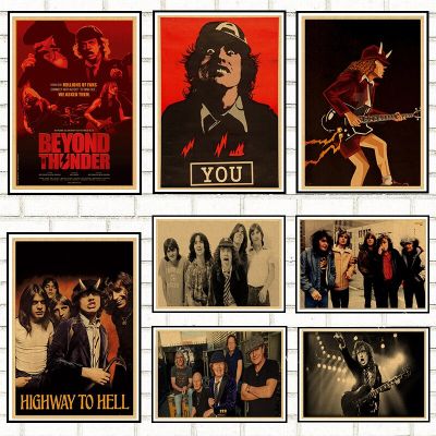 AC∕DC Band Retro Poster Rock HomeDecal Art Painting Wall Sticker Kraft Paper Posters for Coffee House Bar gift Wall Décor