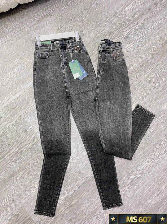 cam kết y hình - kèm ảnh thật ] QUẦN BAGGY JEAN NỮ LƯNG CAO MÀU XÁM RÁCH  GỐI - CHẤT VẢI JEAN MỀM MỊN THỜI TRANG CAO CẤP 1933 STORE - MixASale
