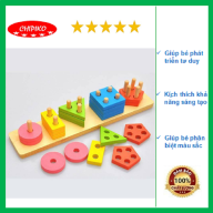 TẶNG QUÀ Đồ chơi gỗ an toàn cho bé - Thả hình 3D - giáo cụ Montessori Mk thumbnail