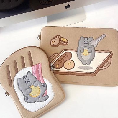 Bear 11 13 Inch Tablet Case Laptop Storage Bag Cartoon Toast Sleeve Liner Bag Student Ipad Protective Cover Girls Laptop Case