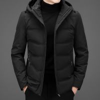 [COD] Down jacket mens short style 2021 new slim fit thickened warm winter hooded tide