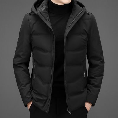 [COD] Down jacket mens short style 2021 new slim fit thickened warm winter hooded tide