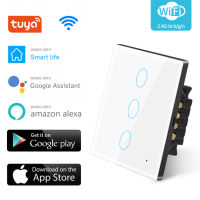 Easehome【พร้อมส่ง】Tuya WiFi สวิตช์สมาร์ททัช100-240V ปุ่มติดผนังบ้านสำหรับ Alexa และ Goo/Gle Home Assistant มาตรฐาน EU