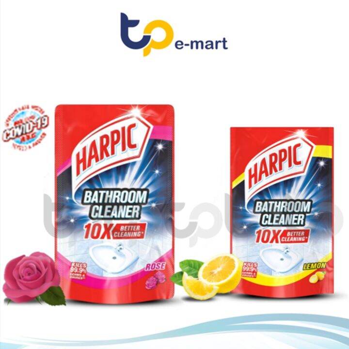 Harpic Disinfectant Bathroom Cleaner Pouch Lemon 400ml / Rose 700ml