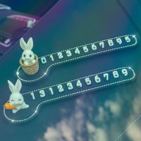 ：{“： Phone Number In Car Temporary Stop Sign Multiftional Cartoon Bunny Temporary Parking Card Prompt License Plate Decoration