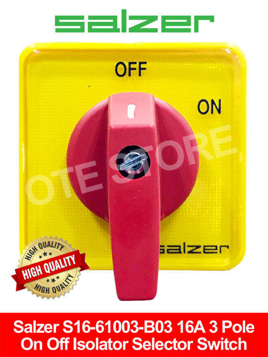 Salzer S1661003B03 16A 3 Pole On Off Isolator Selector Switch (48mm x
