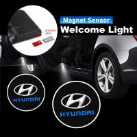 NEW 2PCS Hyundai Logo Car Door Welcome Light Wireless Magnet Sensor Tucson Elantra Sonata Santa Starex ting