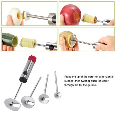 Drill Vegetable Fruit Corer Stainless Steel Tools Making Stuffed Vegetables Easy Grip Core Remover With 4 Blades For Kitchen Graters  Peelers Slicers