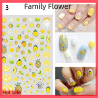 Family Flower Flash Sale 1แผ่นสติกเกอร์เล็บอะโวคาโดแคคตัสดอกไม้ผลไม้สติกเกอร์ตกแต่งเล็บ applique