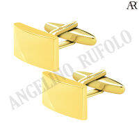 ANGELINO RUFOLO Cufflink(คัฟลิงค์) ดีไซน์ Shiny Classic กระดุมข้อมือคัฟลิ้งโรเดียมคุณภาพเยี่ยม ตัวเรือนสีทอง/สีเงิน