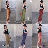 P6641 Set เสื้อผูกไหล่+กางเกงขาจั้มผูกเอว  Set shoulder tie + jogger pants with waist tie