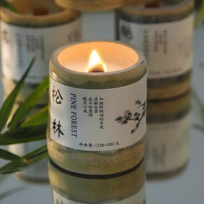 Natural bamboo tube soy wax candles set ideas hidden poem fragrance candle wedding scented birthday gift box