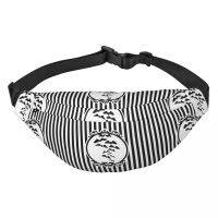 Casual Stripes And Bats Fanny Pack for Running Women Men Goth Occult Witch Halloween Sling Crossbody Waist Bag Phone Money Pouch Running Belt