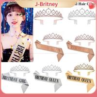 J-BRITNEY หมวกวันเกิดสำหรับเด็กมงกุฎตัวอักษร Headclip เครื่องประดับผมคลิปผมโลหะ Headclips วันเกิดควีน/เด็กหญิง