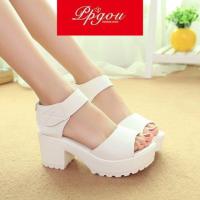 CODai424839 Summer Shoes Korean Version of the Solid Color Peep-Toe High Heel Womens Sandals