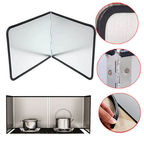 Stove Splatter Guard For Cooking Kitchen, Portable Folding Cooker Side Fat Oil Splash Guard, Splash Back Splatter Screen For Frying Pan Wall Hob(29 * 40 4slices