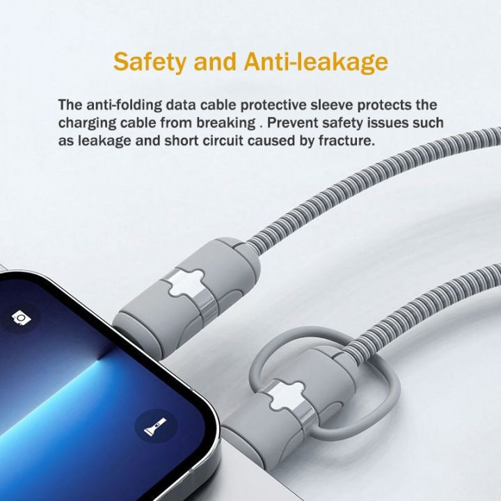 ตัวป้องกันสายเคเบิลชุดม้วนเก็บสายชาร์จโทรศัพท์มือถือเข้ากันได้สำหรับ-i-phone-android-type-c