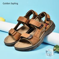 Golden Sapling Fashion Mens Sandals Genuine Leather Casual Shoes Breathable Summer Outdoor Trekking Sandals Leisure Shoes Men