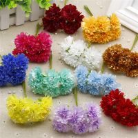 Wholesale-6pcs/Lot Mini Chrysanthemum Artificial Flower Gift Box Scrapbooking Craft Fake Flower Bouquet Wedding Decoration DIY