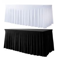 Morris8 Spandex Rectangle Table Skirts 6ft Fitted Cover Wrinkle Resistant Cloth for Hotel Wedding Anniversary Party Decoration