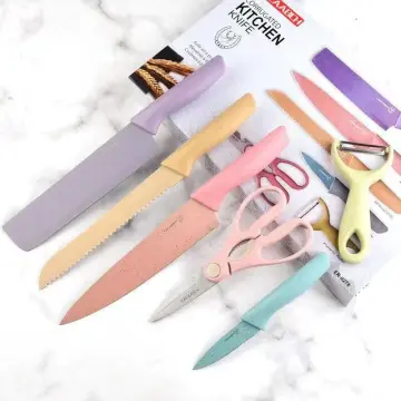 Pastel Color Kitchen Knives Set of 6 PCS Cute Fruit Knife Set with