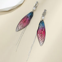 Color Wing Earrings Gradient Sweet Butterfly Fashion Long Tassel