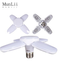 MunLii หลอดไฟแอลอีดี28วัตต์หลอดไฟแอลอีดีใบพัดลมโคมไฟ AC85-265V 360 ° หลอดไฟแอลอีดีแบบพับได้สำหรับไฟเพดานบ้านไฟโรงรถ