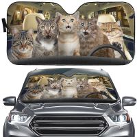 YOSA Car Sun Shade Windshield Bengal Cat Driver Shocked Funny Cat Car Front Window Sunshades Cover Keep Vehicle Cool UV Sun He