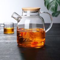 ﹊✖ 1L/1.8L Big Transparent Borosilicate Glass Teapot with Tea Strainer Stovetop Safe Water Jug Tea Maker Kettle Bamboo Lid Tea Pot