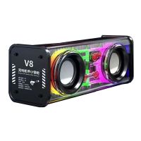 V8 TWS เครื่องจักรกลโปร่งใสลำโพงเสียงทุ้มไร้สายลำโพงบลูทูธ (สีดำ)(YDDF)