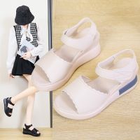 2023 summer new fish mouth thick wedge bottom sandals female fashion shoes temperament of sponge bottom heels