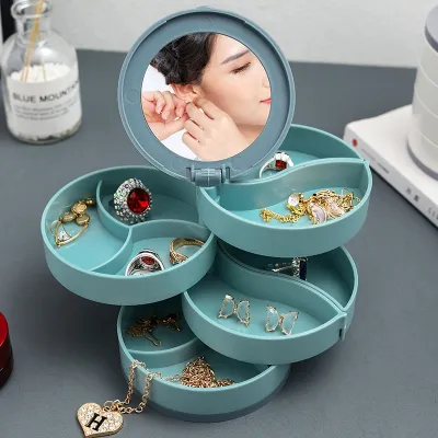 ●™ Rotating multi-layer jewelry box earring storage box hand jewelry earrings earrings necklace jewelry rack dustproof box s