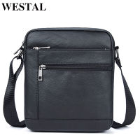 WESTAL ผู้ชายไหล่กระเป๋าผู้ชายขนาดเล็กกระเป๋าหนังแท้สีดำ Crossbody กระเป๋าสำหรับชาย Flap Man Messenger กระเป๋าหนังชาย7604