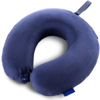 Travel Pillow Memory Foam Head Neck Airplane Pillow Traveling Car Home Office Travel Neck Flight Pillow Snap Strap Soft Cover Pillows  Bolsters