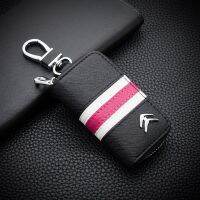กระเป๋าหนังที่ใส่กุญแจรถสามสีเคสปลอกหุ้มรีโมทมีซิปพวงกุญแจกระเป๋าสตางค์ป้องกันสำหรับ Citroen C3 XR C4 SpaceTourer EC3 EC4 C5 X Aircross E-Berlingo E-Dispatch C6