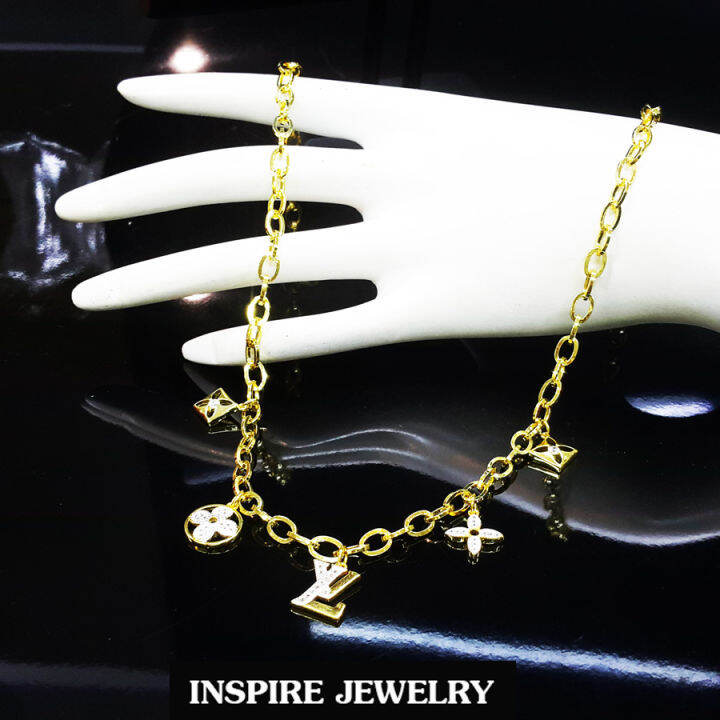 inspire-jewelry-สร้อยคอสังวาลย์ทอง-น้ำหนัก-1-บาท-งานทองไมครอน-ชุบเศษทองคำแท้-ยาว-17-นิ้ว-สร้อยคอปรับไซด์ได้-งานแฟชั่น-ห้อยตัวอักษร