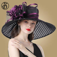 ผู้หญิง Organza หมวกสีแดงงานแต่งงาน Fascinators สง่างามปีกกว้าง Fedora Kentucky Derby หมวกปาร์ตี้อย่างเป็นทางการโบสถ์หมวกสตรี