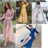 maya-fashion เสื้อผ้าผู้หญิง Jumpsuit maxi สีชมพู กรม ขาว เหลือง พร้อมส่ง