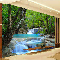 【CW】Custom Photo วอลล์เปเปอร์3D น้ำตก Forest River Wall ตกแต่งภาพจิตรกรรมฝาผนังภาพวาดวอลเปเปอร์สำหรับห้องนั่งเล่นห้องนอน Wall Covering