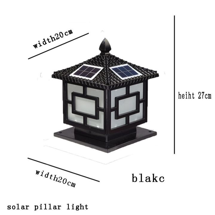 โคมไฟเสาพลังงานแสงอาทิตย์กลางแจ้ง,ไฟเสาสวนอะลูมิเนียมสีดำกันน้ำไฟเสาสวน